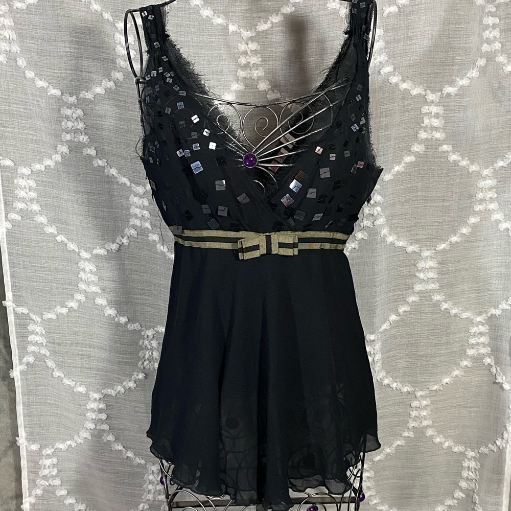 Y2K JLO sheer baby doll top size S with sequins